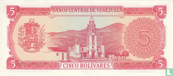Venezuela 5 Bolívares 1989 (P70a) - Image 2