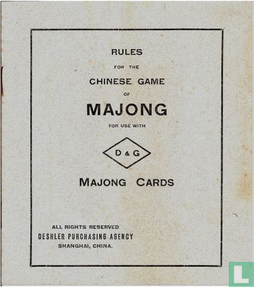 Rules for the Chinese Game of Majong for use with D&G Majong Cards - Afbeelding 1