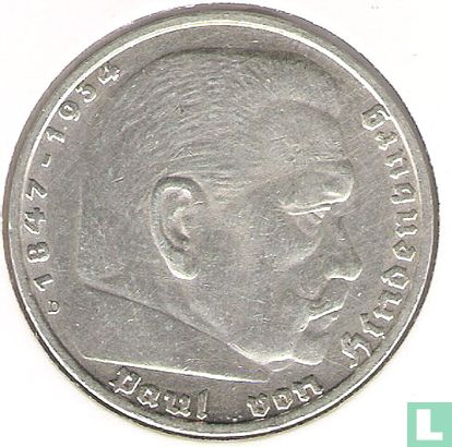 Duitse Rijk 5 reichsmark 1937 (D) - Afbeelding 2