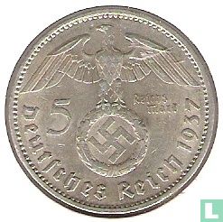 Empire allemand 5 reichsmark 1937 (A) - Image 1