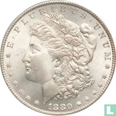 United States 1 dollar 1880 (silver - without letter - 80/79) - Image 1