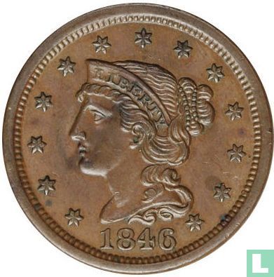 United States 1 cent 1846 (type 2) - Image 1