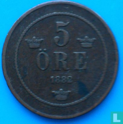 Suède 5 öre 1882 - Image 1