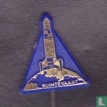 Ruimtevaart (fusée sur globe) [or sur bleu]