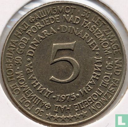 Yougoslavie 5 dinara 1975 "30 ans Nazi défaite" - Image 1
