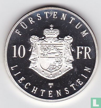 Liechtenstein 10 Franken 1990 (PP) "Succession of Hans-Adam II" - Bild 2