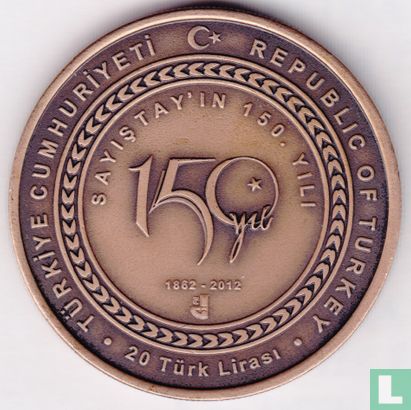 Turkey 20 türk lirasi 2012  (BRONZE - Oxyde) "150th Anniversary of the Court of Auditors" - Image 1