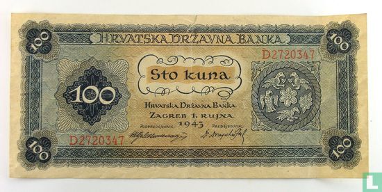 Croatia 100 Kuna 1943 - Image 1