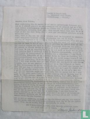 Originele brief van Simon Vinkenoog aan J.A. Vooren. 11 maart 1951 - Afbeelding 1