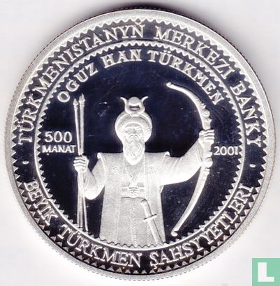 Turkmenistan 500 Manat 2001 (PROOF) "Historical leaders - Oguz Han Türkmen" - Bild 1