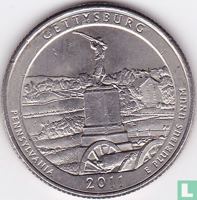 United States ¼ dollar 2011 (D) "Gettysburg national military park - Pennsylvania" - Image 1