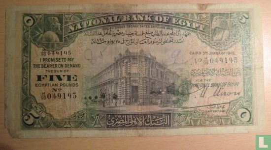 Egypte 5 Pounds 1945 - Afbeelding 1