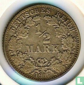German Empire ½ mark 1917 (J) - Image 1