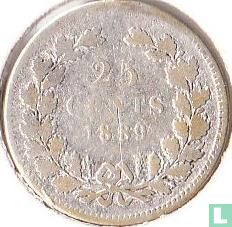Nederland 25 cents 1889 - Afbeelding 1