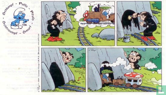 Smurf on locomotive with coal & travelling wagon - Image 2