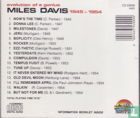 Evolution of a genius - Miles Davis 1945-1954  - Afbeelding 2