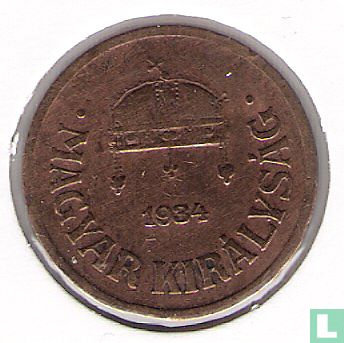 Hongarije 2 fillér 1934 - Afbeelding 1