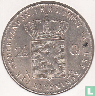 Nederland 2½ gulden 1861 (type 2) - Afbeelding 1