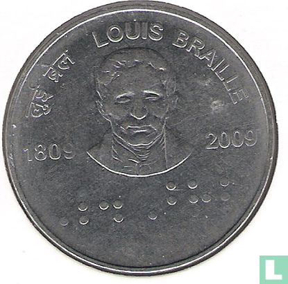 Inde 2 roupies 2009 (Calcutta) "200th anniversary Birth of Louis Braille" - Image 1