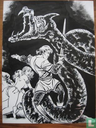 ink drawing the Red Knight in fight - Image 1
