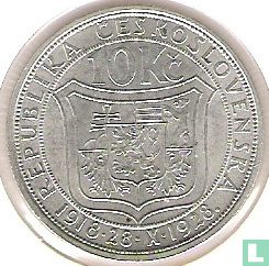 Tchécoslovaquie 10 korun 1928 "10th anniversary of Independence" - Image 1