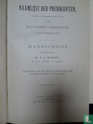 Naamlijst der predikanten, sedert de hervorming tot nu toe, in de hervormde gemeenten van Friesland. - Image 3