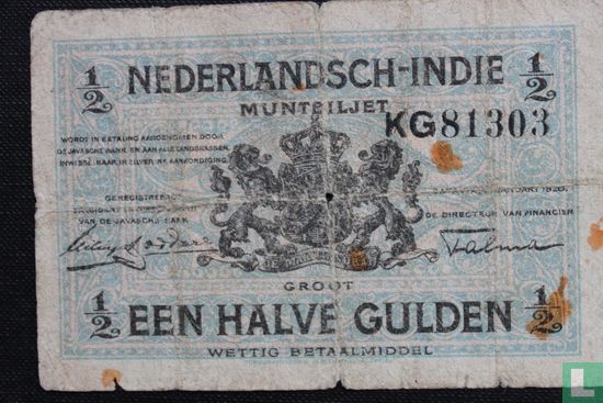 Nederlands Indië ½ Gulden 1920 - Afbeelding 1