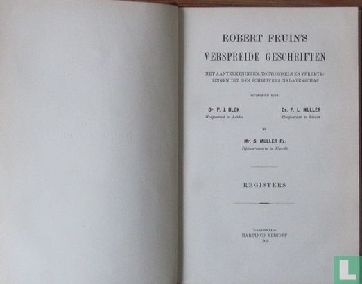 Robert Fruin's Verspreide geschriften - Registers - Image 3