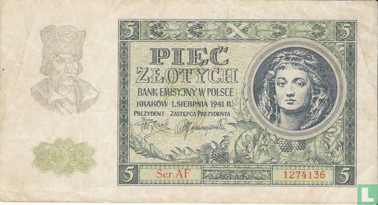 Pologne 5 Zlotych 1941 - Image 1