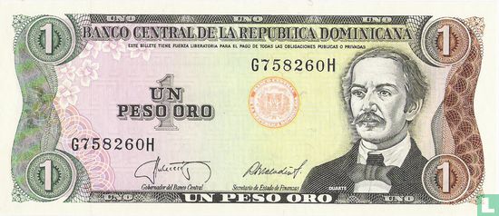 Dominicaanse Republiek 1 Peso Oro 1987 - Afbeelding 1