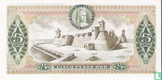 Colombia 5 Pesos Oro 1975 - Image 2