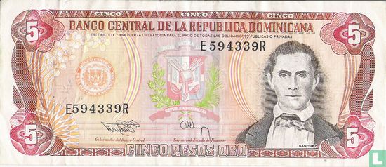 République Dominicaine 5 Pesos Oro 1994 - Image 1