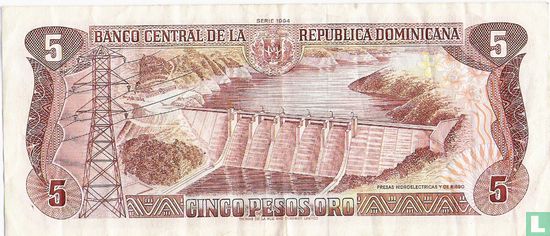 République Dominicaine 5 Pesos Oro 1994 - Image 2