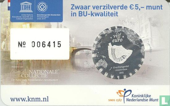 Nederland 5 euro 2012 (coincard - BU) "The canals of Amsterdam" - Afbeelding 1