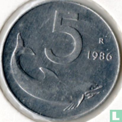 Italië 5 lire 1986 - Afbeelding 1