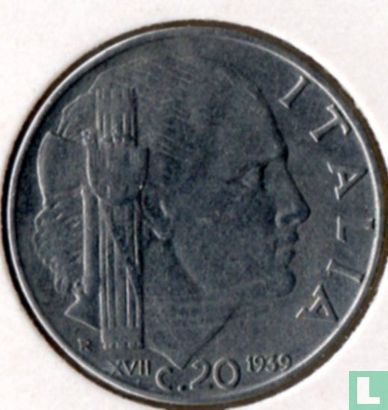 Italië 20 centesimi 1939 (niet magnetisch - reeded - XVII) - Afbeelding 1
