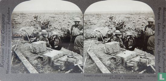 Steel-helmeted Scots entrenching and cheerily awaiting a counterattack. - Image 1