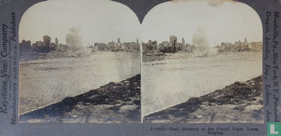 Shell bursting in the Grand Place, Ypres, Belgium.  - Image 1