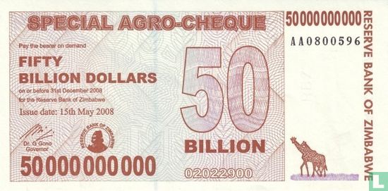 Zimbabwe 50 Billion Dollars 2008 - Image 1