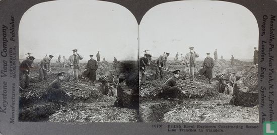 British Royal Engineers constructing second line trenches in Flanders. - Image 1