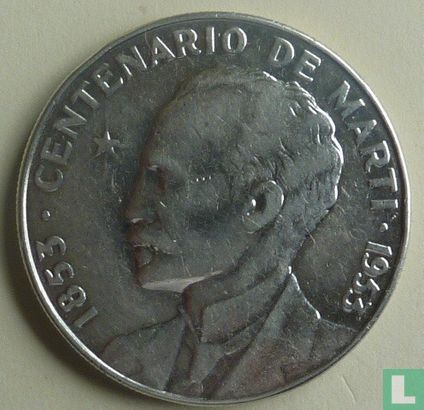 Cuba 1 peso 1953 "100th anniversary of the birth of José Martí" - Afbeelding 1