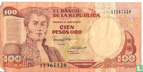 Kolumbien 100 Pesos Oro 1989 - Bild 1