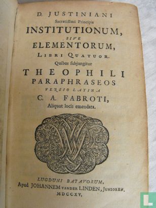 Sacratissimi Principis Institutionem, sive Elementorum, Libri Quator. - Bild 1