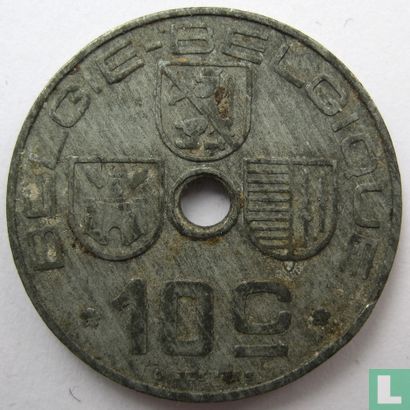 Belgium 10 centimes 194* (NLD-FRA - misstrike) - Image 2