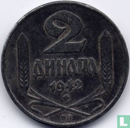 Serbie 2 dinar 1942 - Image 1