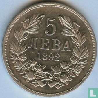 Bulgarije 5 leva 1892 - Afbeelding 1