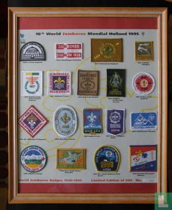 Set of past World Jamboree badges