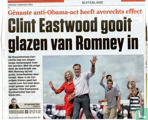 Clint Eastwood gooit glazen van Romney in - Afbeelding 1