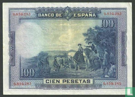 Spanje 100 Pesetas W / O SERIAL - Afbeelding 2