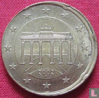 Germany 20 cent 2002 (F - misstrike) - Image 1